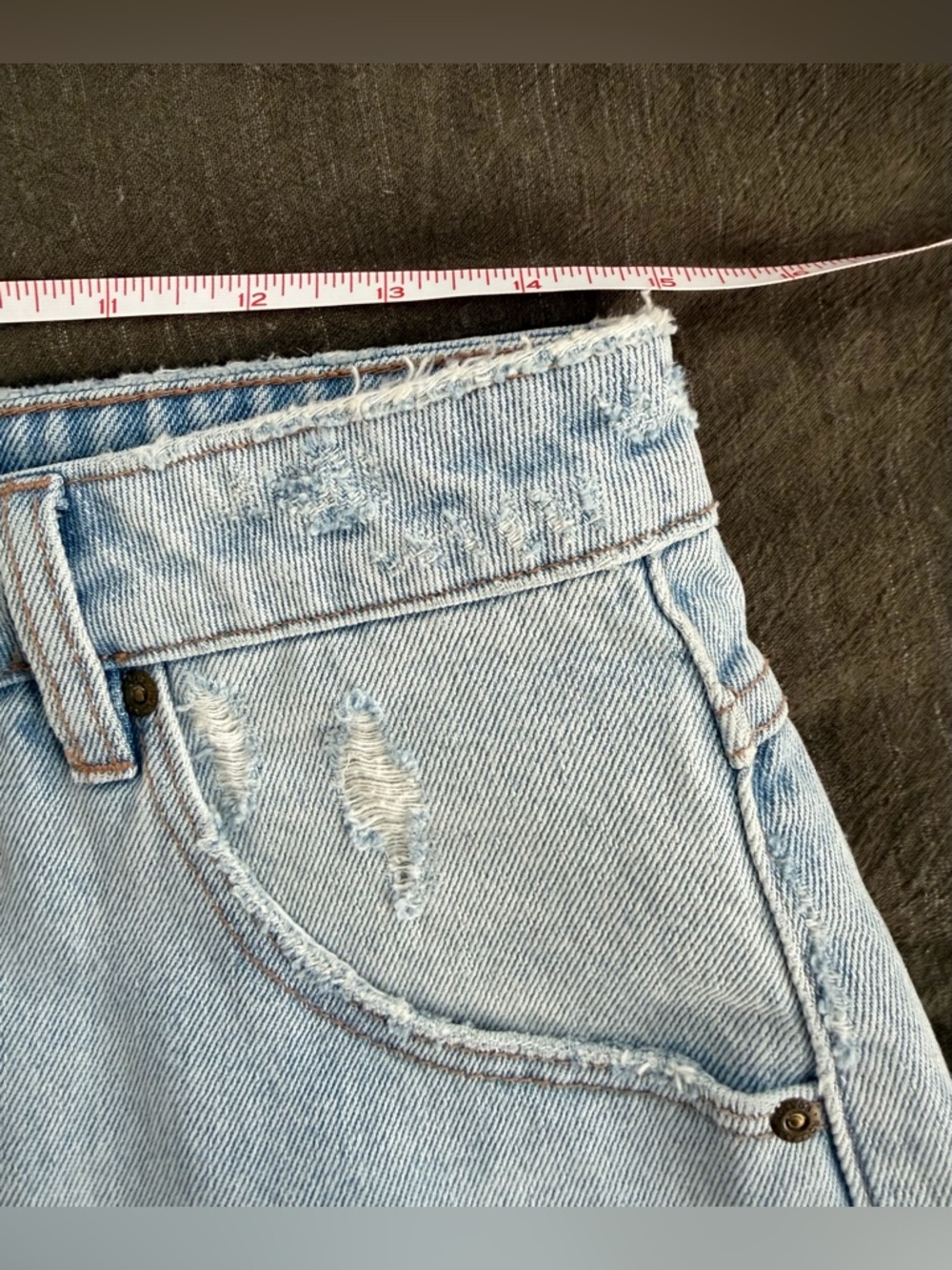 Rolla’s High Rise Cut Off Denim Shorts in Distressed Super Light Wash, 10/30 - Picture 12 of 12